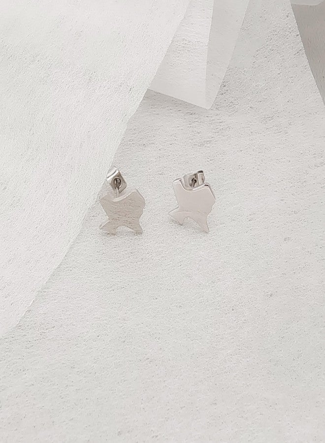 Modpide Stainless Steel Tiny Texas State Map Stud Earrings for Women (silver) - Image 5